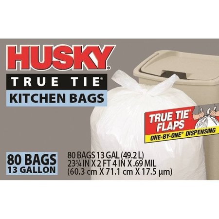 HUSKY Kitchen Flap Tie Wht 13Gl 80Ct HK13WC080W